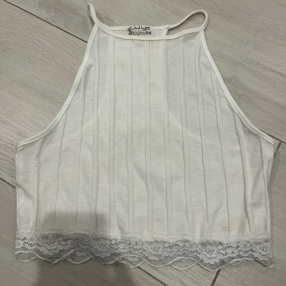 White free people tank to with lace at the top